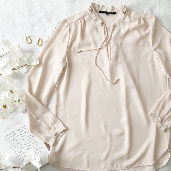 Insight Tops - Pink Billowy Blouse With Gold Hardware